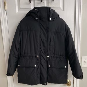 Zara Black Hooded Puffer Jacket Women’s Med